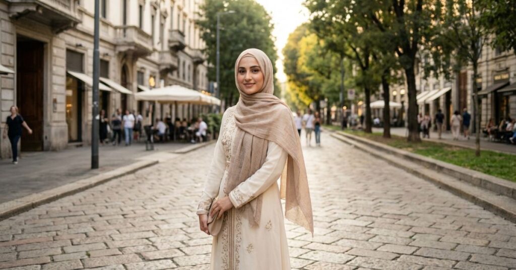 Elegant Modest Eid Fashion for Muslim Women in Italy